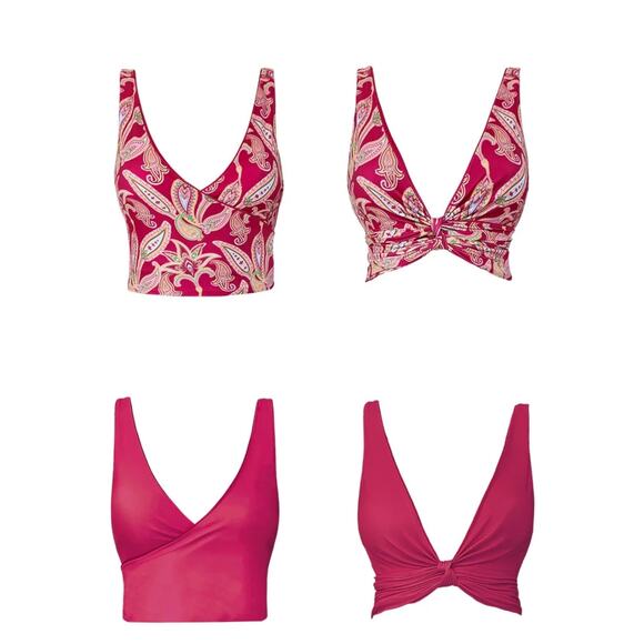 BAIIA Pink Paisley Reversible Shaping Modest Tankini Bakini Top US 8 NWT - Picture 2 of 12